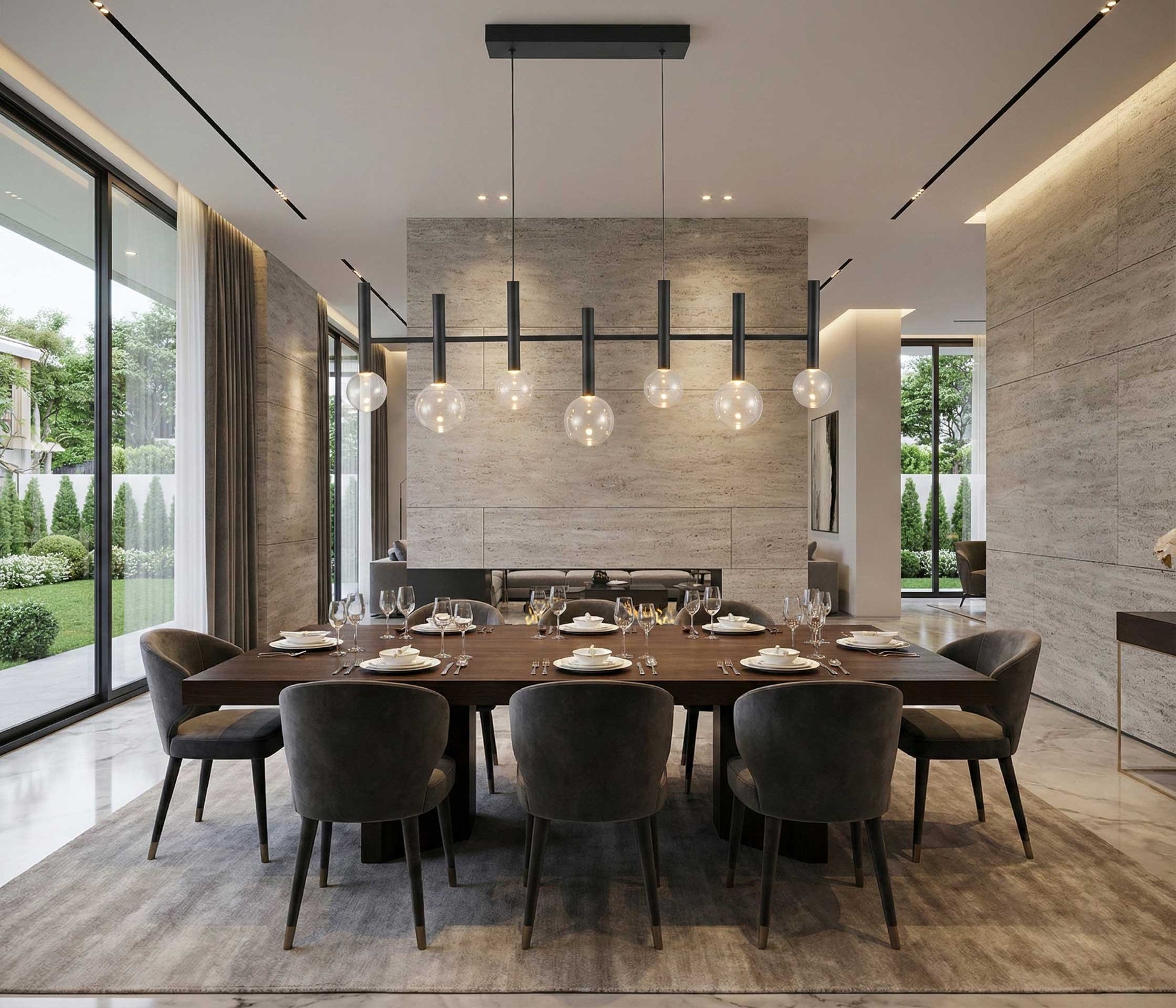 Suspension TERRA en noir — AC6857BK — Luminaire Expert