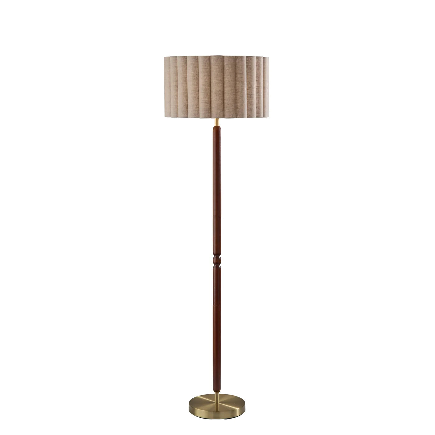 Lampe de plancher LAINE en laiton antique et noyer — 4344-15 — Luminaire Expert