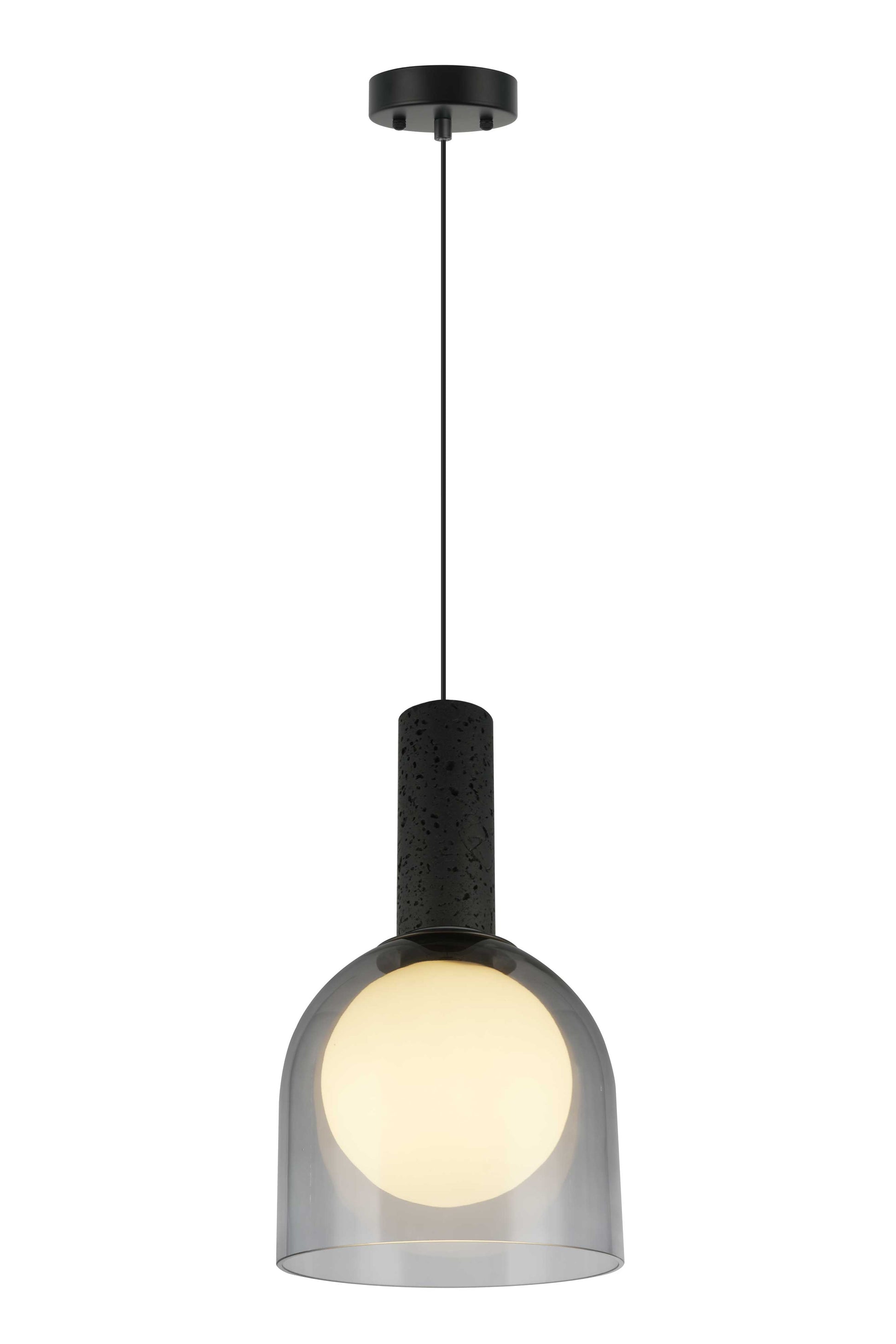 Suspension JUNA en noir et travertin — SC13380BK — Luminaire Expert