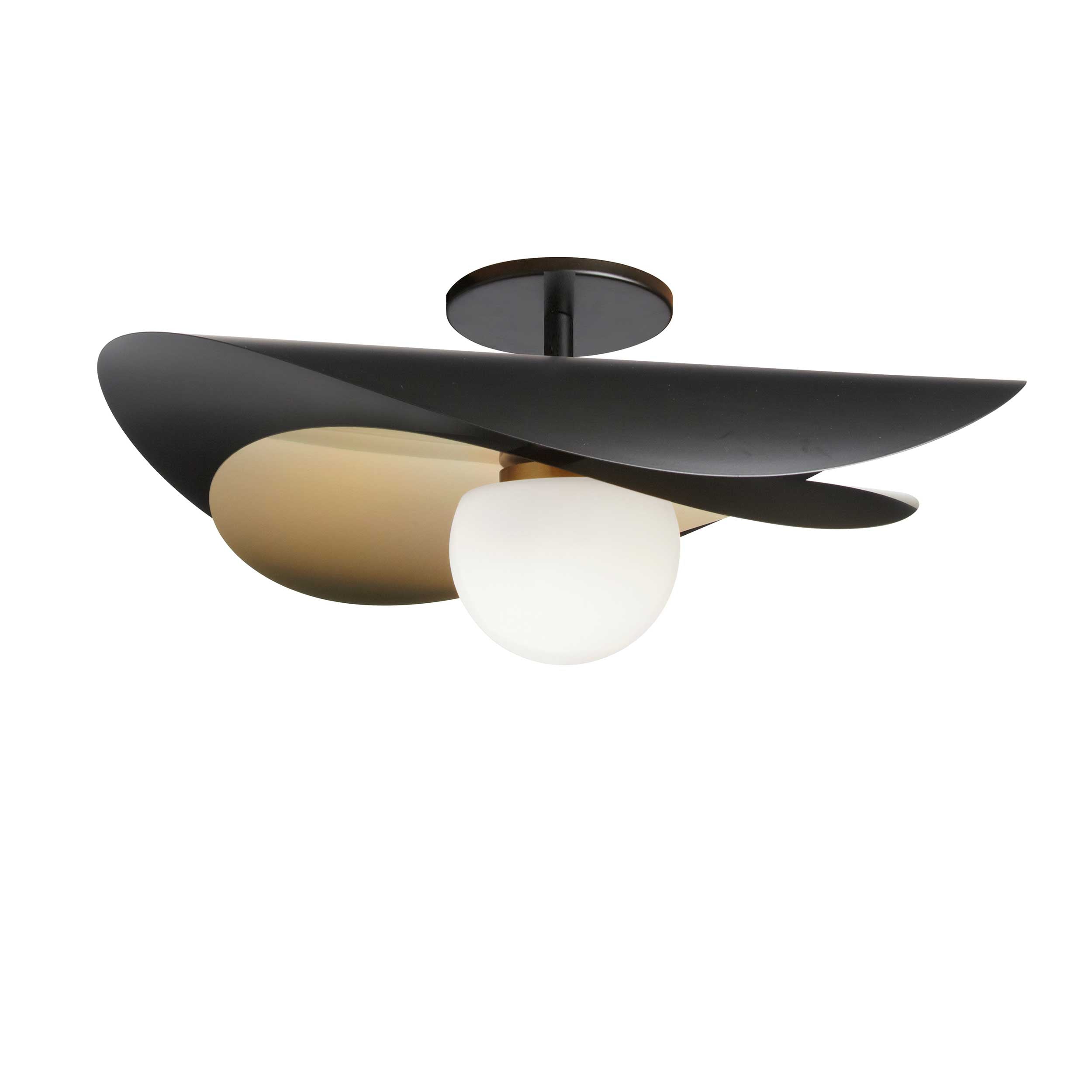 Semi-plafonnier PAVEN en noir mat et laiton vieilli — PVN-2012LEDSF-MB-AGB — Luminaire Expert