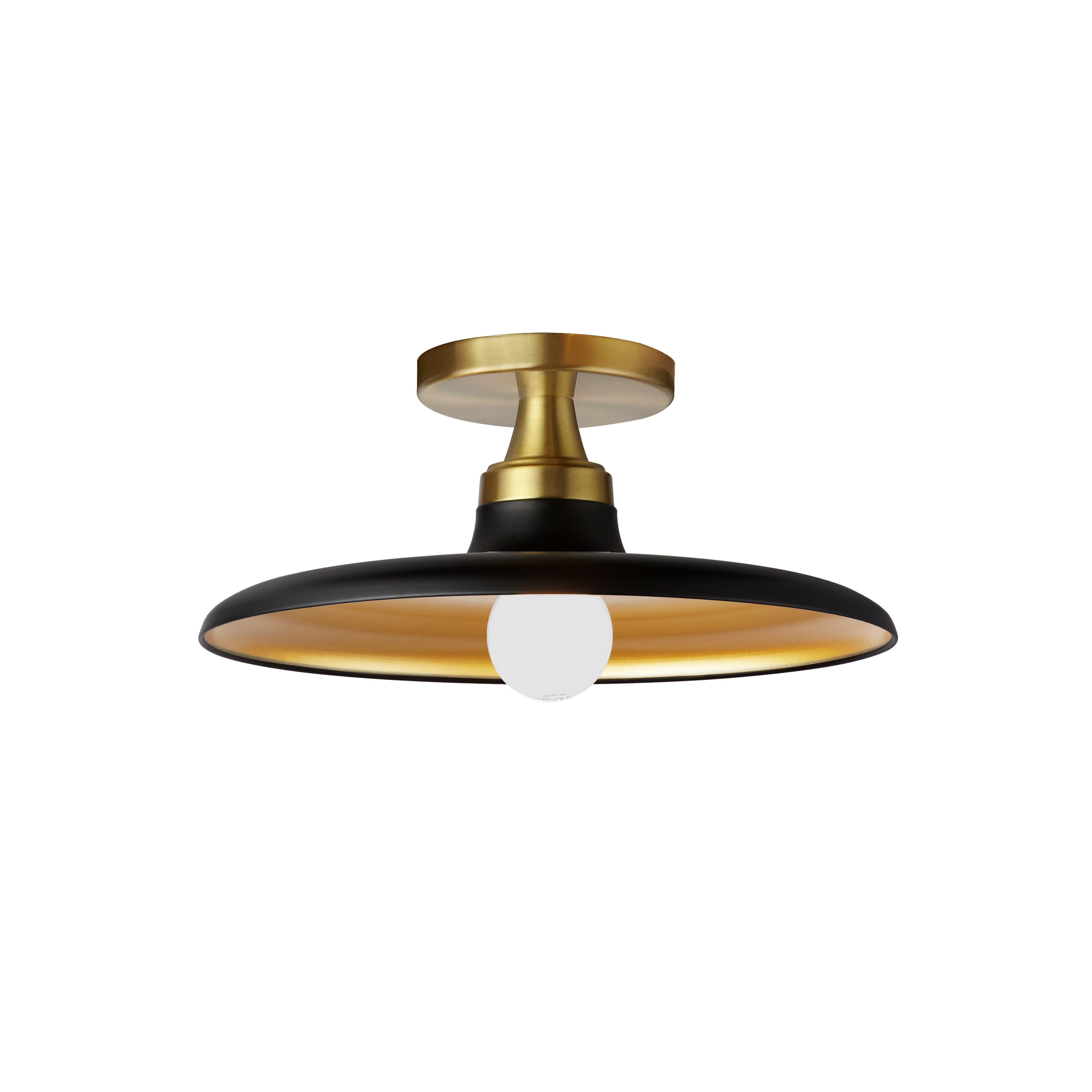 Plafonnier QUENTIN en noir mat et laiton vieilli — QTN-121SF-MB-AGB — Luminaire Expert