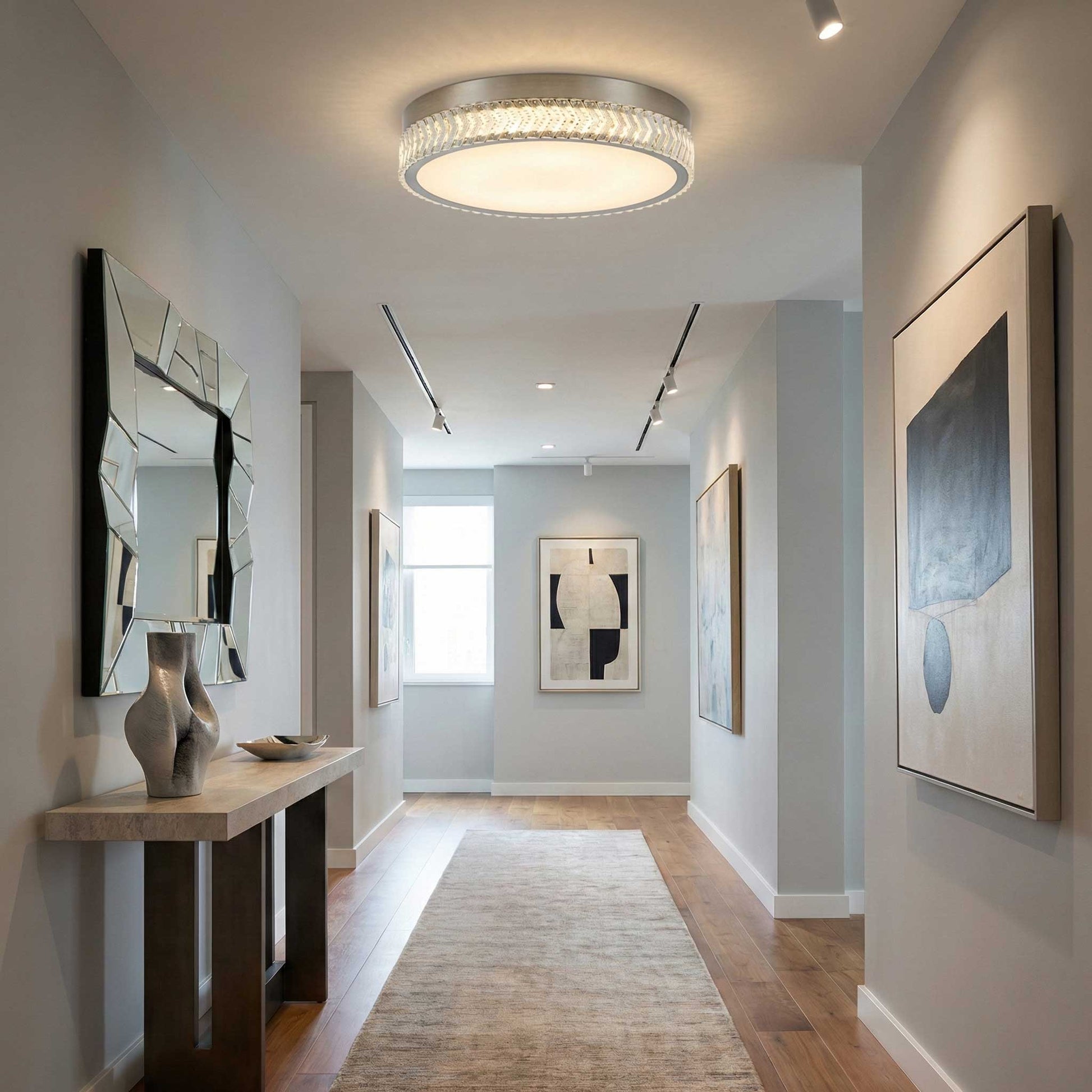 Plafonnier CHEVRON en nickel brossé — AC5058BN — Luminaire Expert