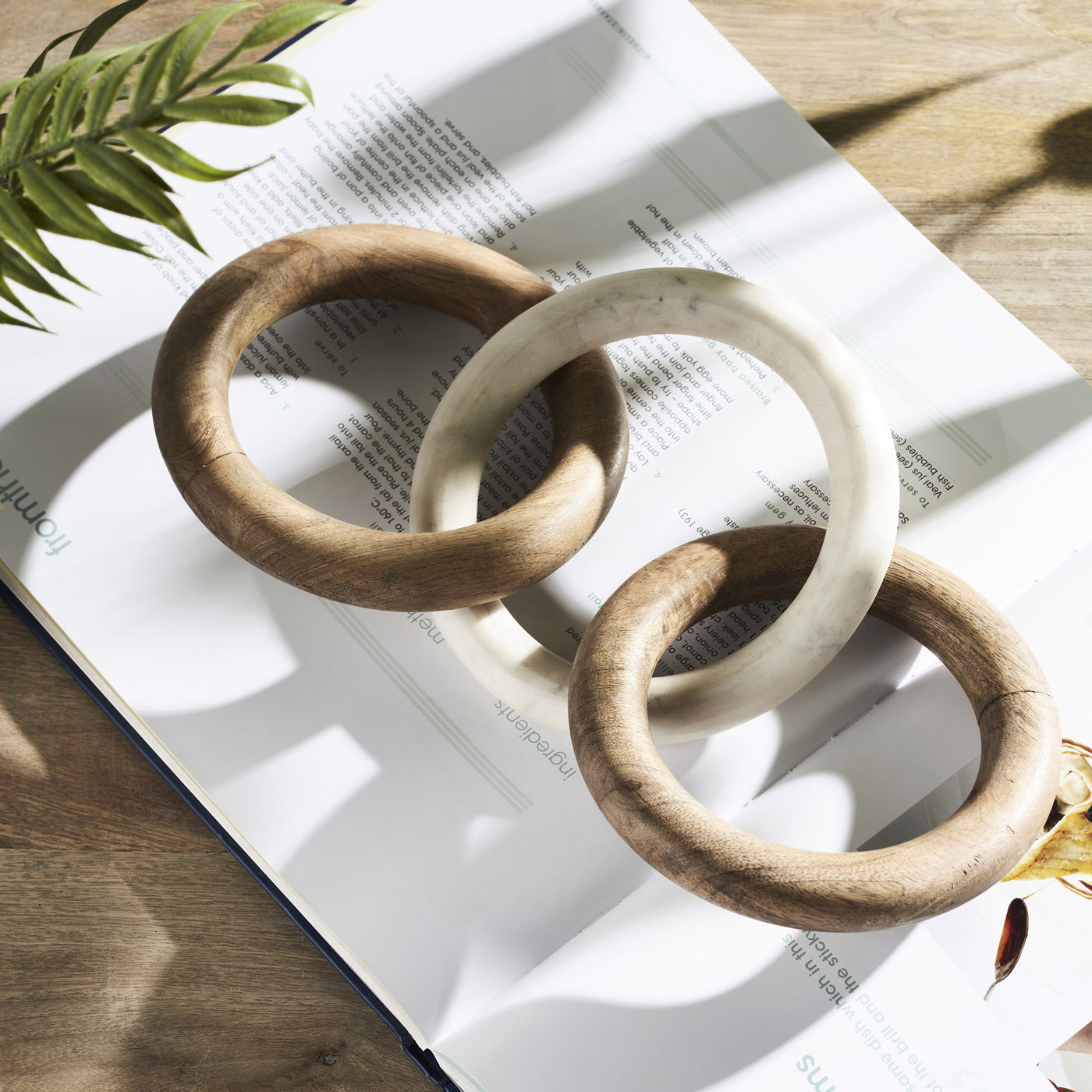 Accessoire décoratif LUSINE en bois de manguier naturel et marbre blanc — STA768 — Luminaire Expert