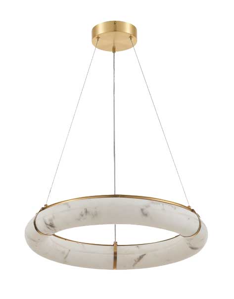 Suspension REUBEN en laiton vieilli et albâtre — RBN-2360LEDP-AGB-ALB — Luminaire Expert