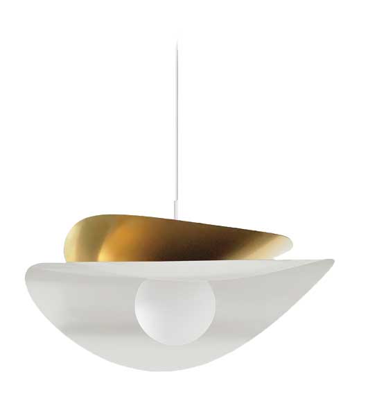 Suspension PAVEN en blanc mat et laiton vieilli — PVN-2015LEDP-MW-AGB — Luminaire Expert