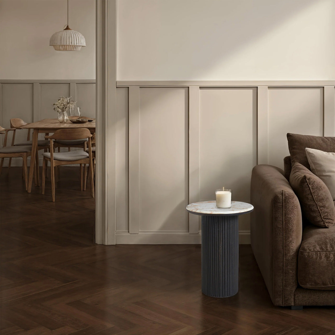 Accessoire décoratif ALESSIO en marbre, bois de manguier et noyer teinté — TA547 — Luminaire Expert