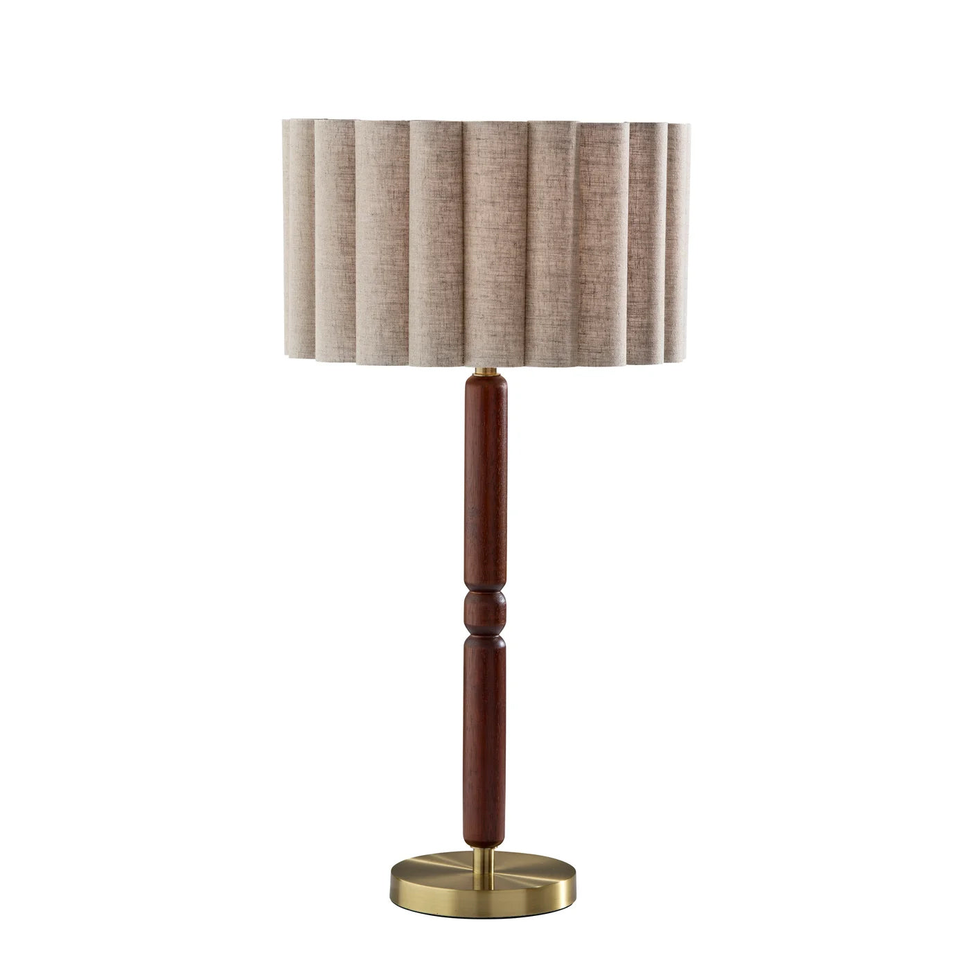 Lampe de table LAINE en laiton antique et noyer — 4343-15 — Luminaire Expert