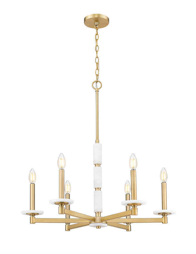 Suspension KADEN en or moderne et albâtre — IL-120L — Luminaire Expert