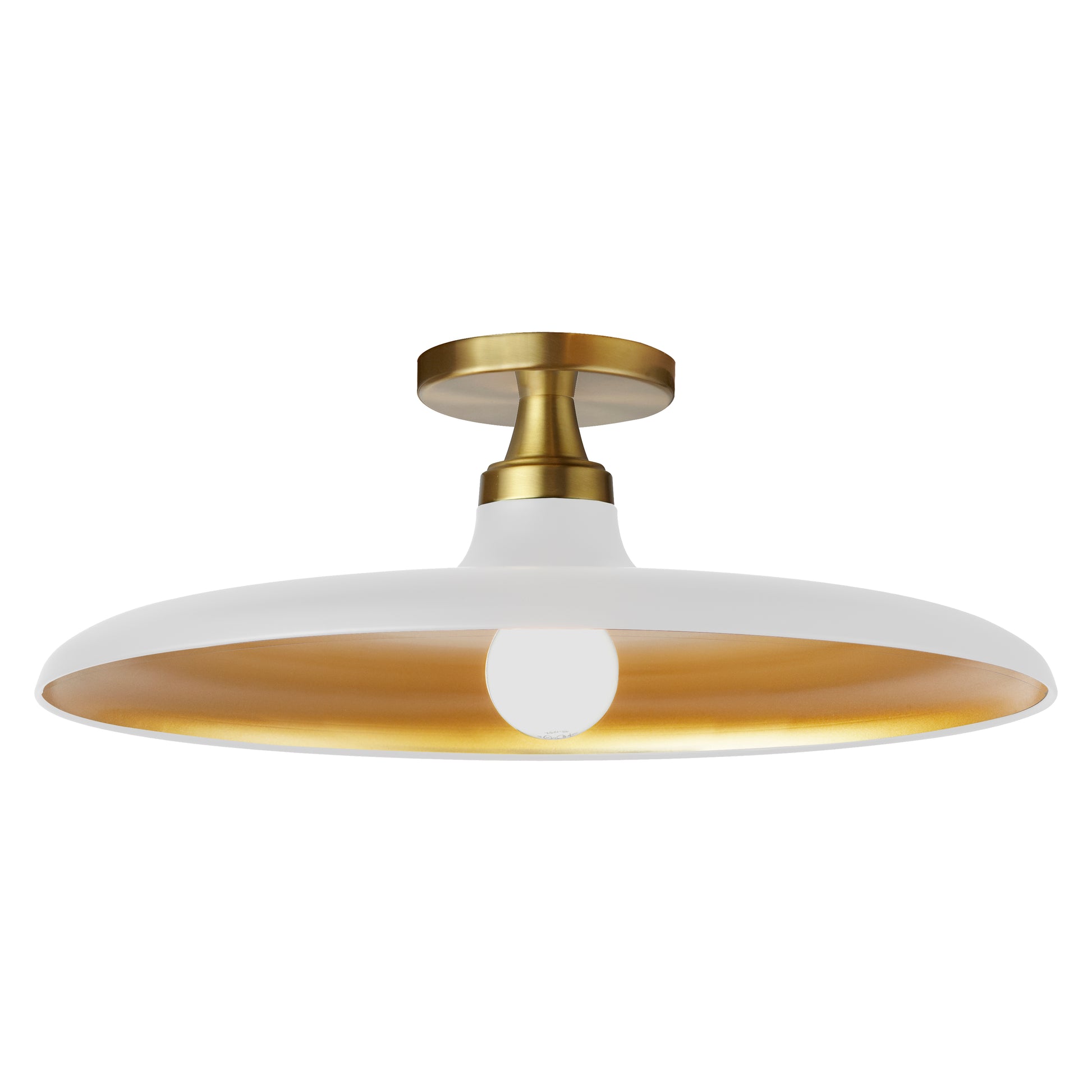 Plafonnier QUENTIN en blanc mat et laiton vieilli — QTN-181SF-MW-AGB — Luminaire Expert